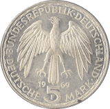1969 GERHARD MERCATOR GERMANY SILVER 5 MARKS - SILVER WORLD COINS - Cambridgeshire Coins