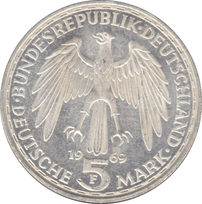 1969 GERMANY SILVER 5 MARKS ( UNC ) - SILVER WORLD COINS - Cambridgeshire Coins