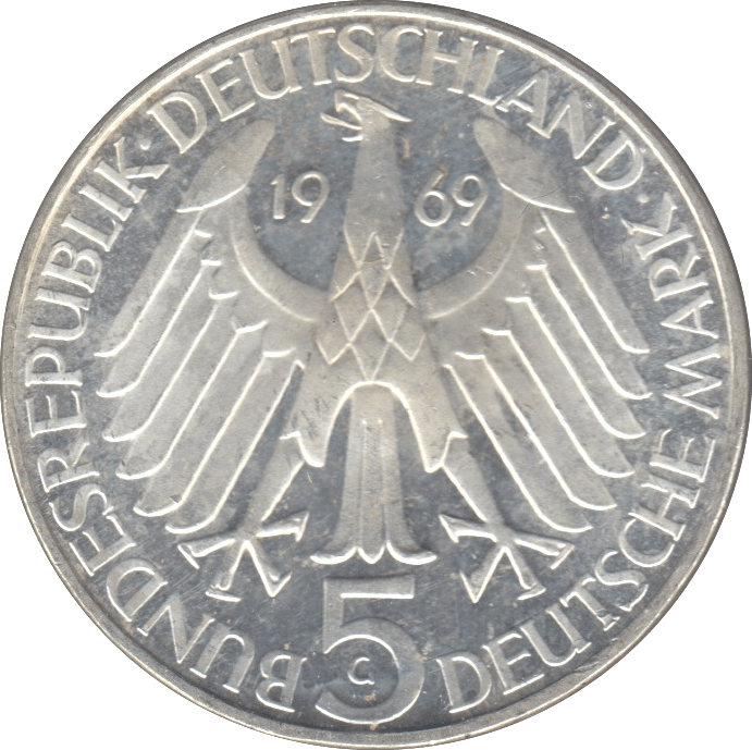 1969 GERMANY SILVER 5 MARKS ( UNC ) - SILVER WORLD COINS - Cambridgeshire Coins