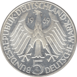 1969 GERMANY SILVER 5 MARKS ( UNC ) - SILVER WORLD COINS - Cambridgeshire Coins