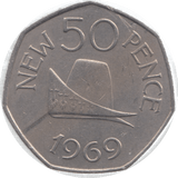 1969 GUERNSEY FIFTY PENCE - WORLD COINS - Cambridgeshire Coins