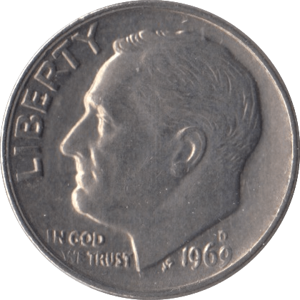 1969 ONE DIME USA - SILVER WORLD COINS - Cambridgeshire Coins