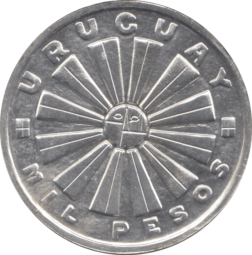 1969 SILVER 1000 PESOS URUGUAY - SILVER WORLD COINS - Cambridgeshire Coins