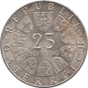 1969 SILVER 25 SCHILLING AUSTRIA - SILVER WORLD COINS - Cambridgeshire Coins