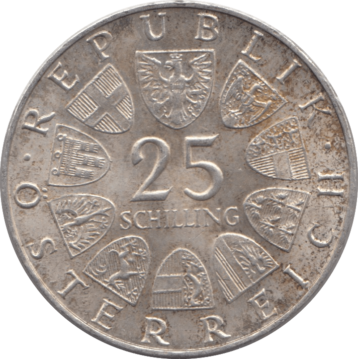 1969 SILVER 25 SCHILLING AUSTRIA - SILVER WORLD COINS - Cambridgeshire Coins