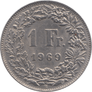 1969 SWITZERLAND ONE FRANC - WORLD COINS - Cambridgeshire Coins