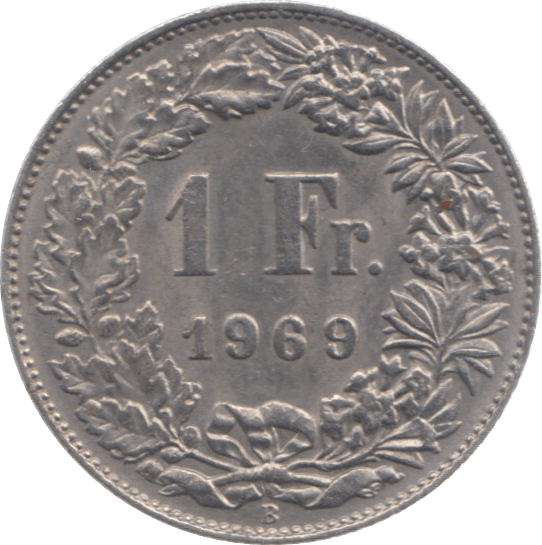 1969 SWITZERLAND ONE FRANC - WORLD COINS - Cambridgeshire Coins