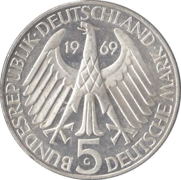 1969 THEODOR FONTANE GERMANY SILVER 5 MARKS - SILVER WORLD COINS - Cambridgeshire Coins