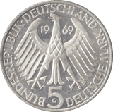 1969 THEODOR FONTANE GERMANY SILVER 5 MARKS - SILVER WORLD COINS - Cambridgeshire Coins