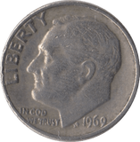 1969 USA ONE DIME - WORLD COINS - Cambridgeshire Coins