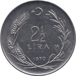 1970 2 1/2 LIRA TURKEY - WORLD COINS - Cambridgeshire Coins