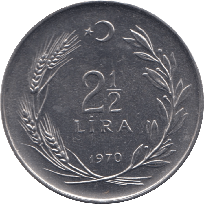 1970 2 1/2 LIRA TURKEY - WORLD COINS - Cambridgeshire Coins