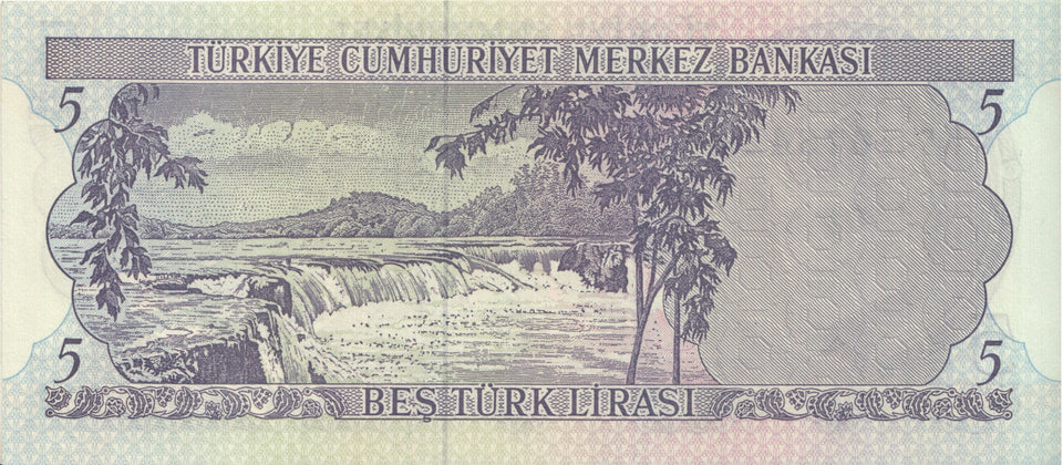 1970 BANK OF TURKEY 5 LIRASI BANKNOTE REF 1302 - World Banknotes - Cambridgeshire Coins