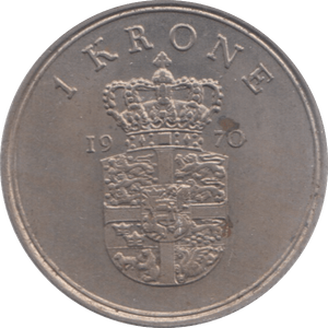 1970 DENMARK ONE KRONE - WORLD COINS - Cambridgeshire Coins