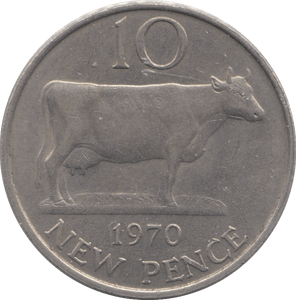 1970 GUERNSEY TEN PENNY - WORLD COINS - Cambridgeshire Coins