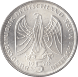1970 LUDWIG VAN BEETHOVEN GERMANY SILVER 5 MARKS - SILVER WORLD COINS - Cambridgeshire Coins