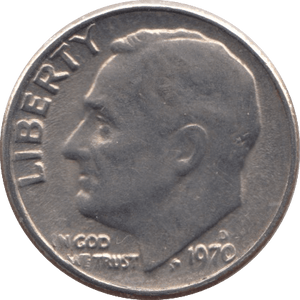 1970 ONE DIME USA - SILVER WORLD COINS - Cambridgeshire Coins
