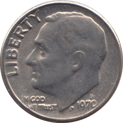 1970 ONE DIME USA - SILVER WORLD COINS - Cambridgeshire Coins