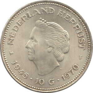 1970 SILVER 10 GULDEN NETHERLANDS QUEEN JULIANA 1 - WORLD SILVER COINS - Cambridgeshire Coins