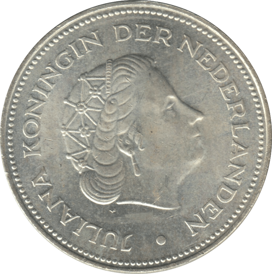 1970 SILVER 10 GULDEN NETHERLANDS QUEEN JULIANA 2 - WORLD SILVER COINS - Cambridgeshire Coins