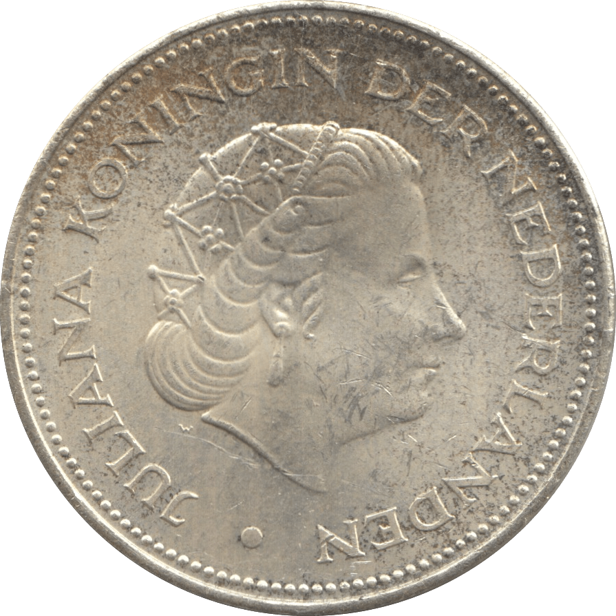 1970 SILVER 10 GULDEN NETHERLANDS QUEEN JULIANA 3 - WORLD SILVER COINS - Cambridgeshire Coins