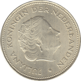 1970 SILVER 10 GULDEN NETHERLANDS QUEEN JULIANA 5 - WORLD SILVER COINS - Cambridgeshire Coins