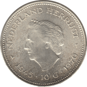 1970 SILVER 10 GULDEN NETHERLANDS QUEEN JULIANA 7 - WORLD SILVER COINS - Cambridgeshire Coins