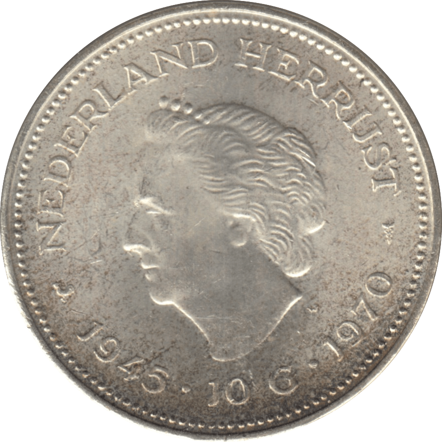 1970 SILVER 10 GULDEN NETHERLANDS QUEEN JULIANA 7 - WORLD SILVER COINS - Cambridgeshire Coins