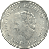 1970 SILVER 10 GULDEN NETHERLANDS QUEEN JULIANA 9 - WORLD SILVER COINS - Cambridgeshire Coins