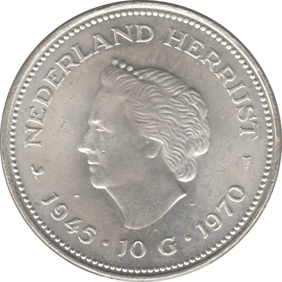 1970 SILVER 10 GULDEN NETHERLANDS - SILVER WORLD COINS - Cambridgeshire Coins