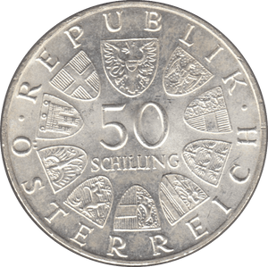 1970 SILVER 50 SCHILLING AUSTRIA - SILVER WORLD COINS - Cambridgeshire Coins