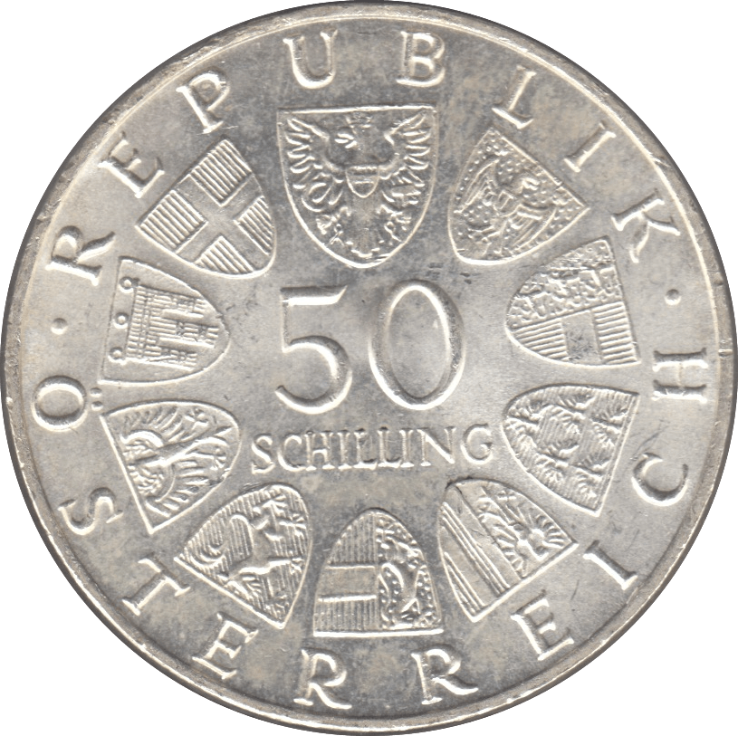 1970 SILVER 50 SCHILLING AUSTRIA - SILVER WORLD COINS - Cambridgeshire Coins