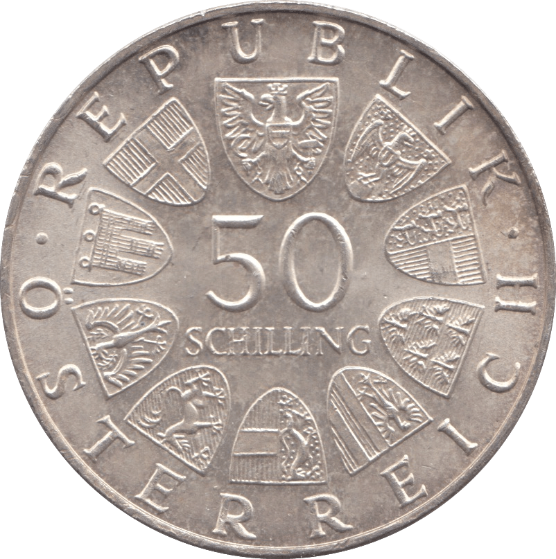 1970 SILVER 50 SCHILLING AUSTRIA - SILVER WORLD COINS - Cambridgeshire Coins