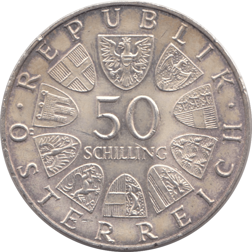1970 SILVER 50 SCHILLING AUSTRIA - SILVER WORLD COINS - Cambridgeshire Coins