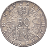 1970 SILVER 50 SCHILLING AUSTRIA - SILVER WORLD COINS - Cambridgeshire Coins
