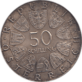 1970 SILVER AUSTRIAN 50 SCHILLING - SILVER WORLD COINS - Cambridgeshire Coins