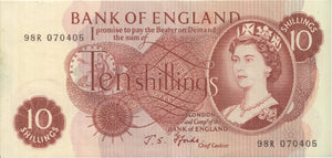 1970'S TEN SHILLINGS BANKNOTE FORDE USED - 10 Shillings Banknotes - Cambridgeshire Coins