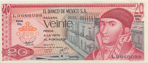 1971 20 PESOS BANKNOTE MEXICO REF 909 - World Banknotes - Cambridgeshire Coins