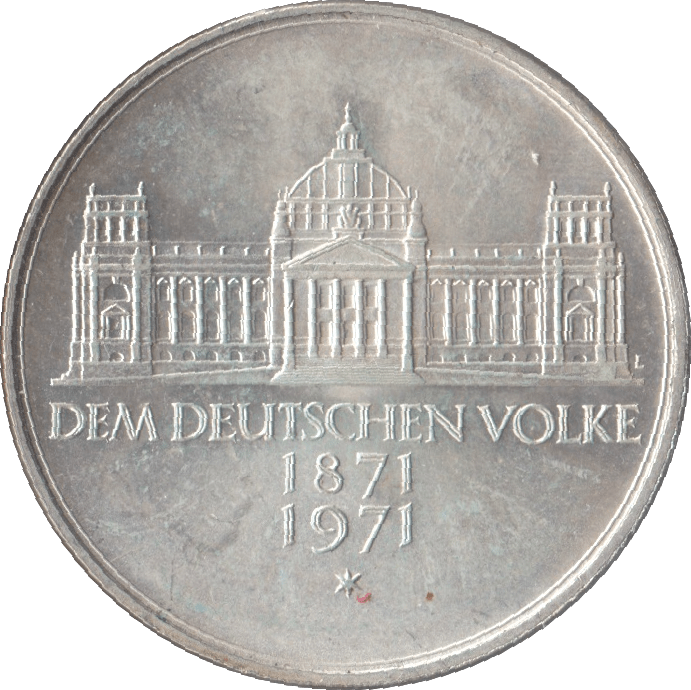 1971 DEM DEUTSCHEN VOLKE GERMANY SILVER 5 MARKS - SILVER WORLD COINS - Cambridgeshire Coins