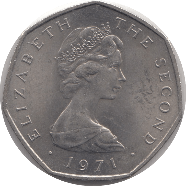 1971 ISLE OF MAN FIFTY PENCE - WORLD COINS - Cambridgeshire Coins