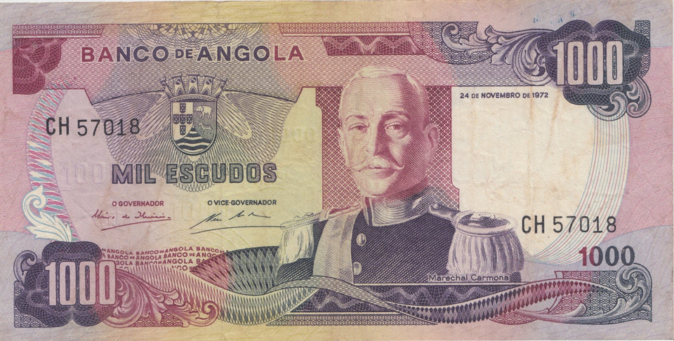 1972 1000 ESCUDOS BANKNOTE ANGLOA REF 552 - World Banknotes - Cambridgeshire Coins