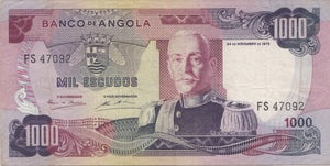 1972 1000 ESCUDOS BANKNOTE ANGOLA ( REF 305 ) - World Banknotes - Cambridgeshire Coins