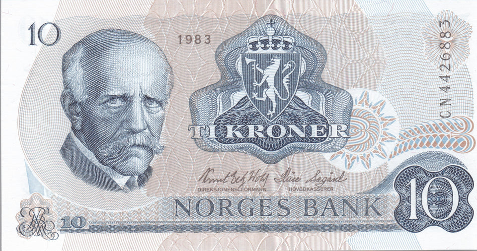 1972-1984 10 KRONER BANKNOTE NORWAY REF 939 - World Banknotes - Cambridgeshire Coins