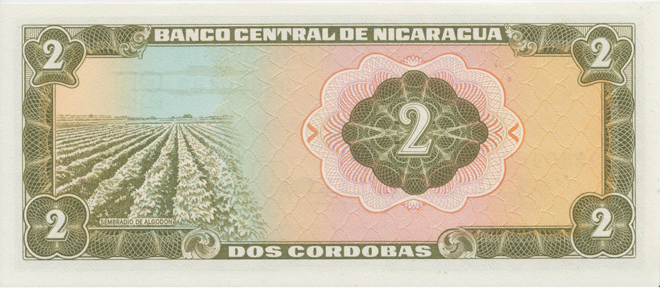 1972 2 CORDOBAR BANKNOTE NICARAGUA REF 911 - World Banknotes - Cambridgeshire Coins
