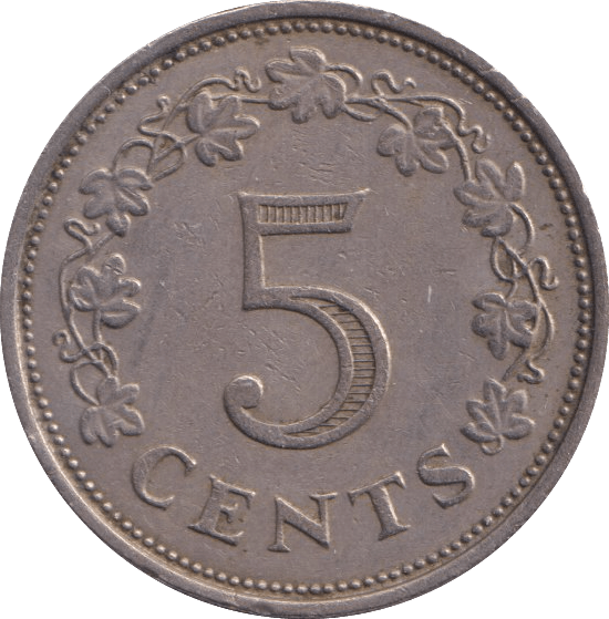 1972 5 CENTS MALTA - WORLD COINS - Cambridgeshire Coins