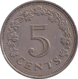 1972 5 CENTS MALTA - WORLD COINS - Cambridgeshire Coins