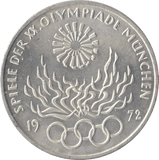 1972 GERMANY MUNICH OLYMPIAD SILVER 10 MARKS - SILVER WORLD COINS - Cambridgeshire Coins