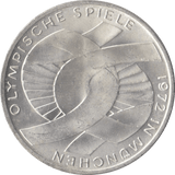 1972 GERMANY MUNICH OLYMPIAD SILVER 10 MARKS - SILVER WORLD COINS - Cambridgeshire Coins