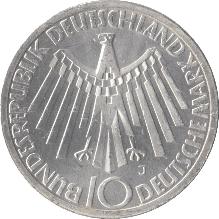 1972 GERMANY OLYMPIAD SILVER 10 MARKS - SILVER WORLD COINS - Cambridgeshire Coins