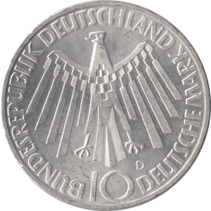 1972 GERMANY OLYMPIAD SILVER 10 MARKS - SILVER WORLD COINS - Cambridgeshire Coins